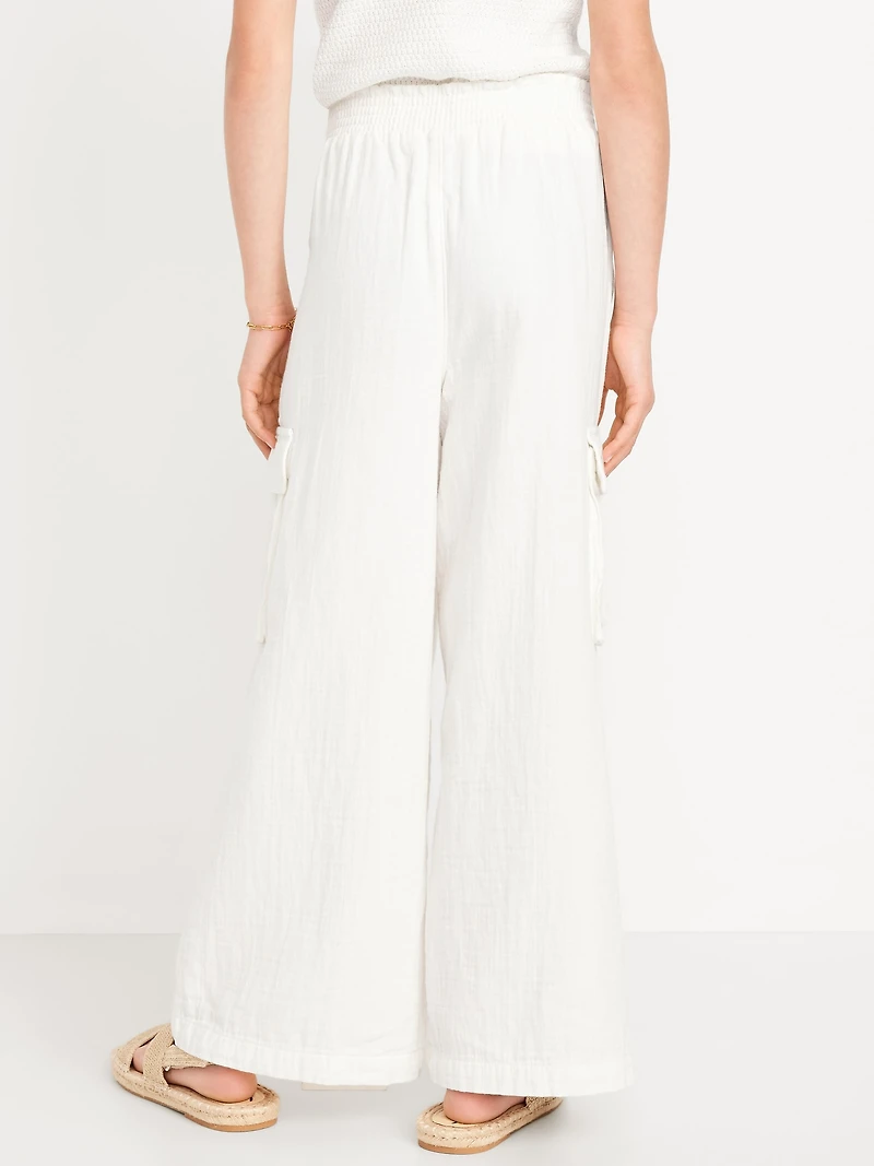 Double-Weave Wide-Leg Cargo Pants for Girls
