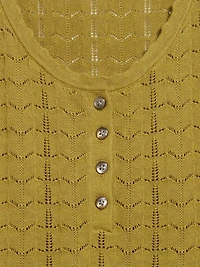 Sleeveless Pointelle Cropped Henley Top