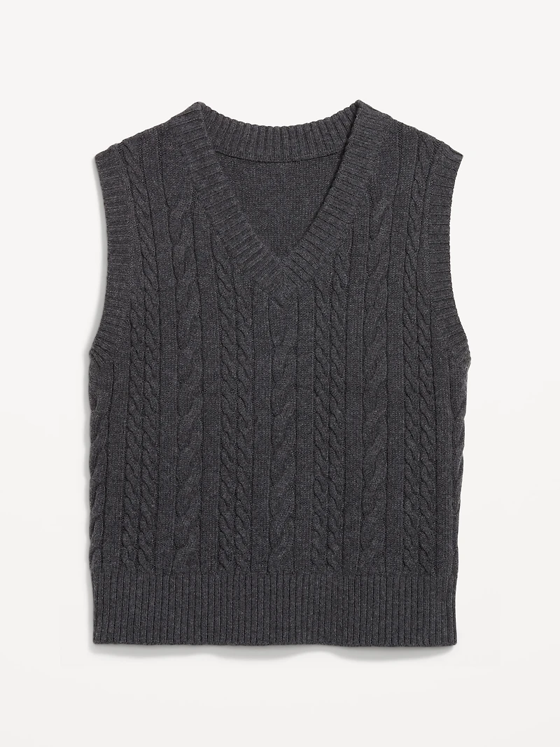 Wool-Blend Cable-Knit Vest