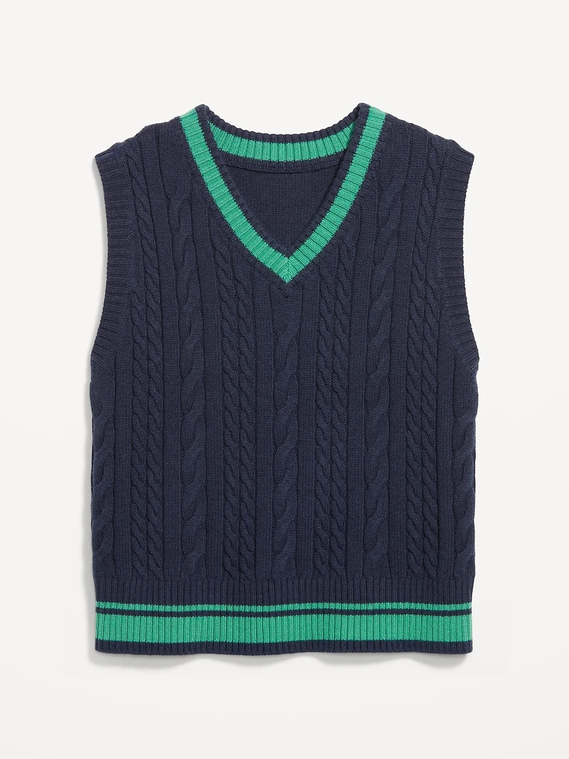 Wool-Blend Cable-Knit Vest