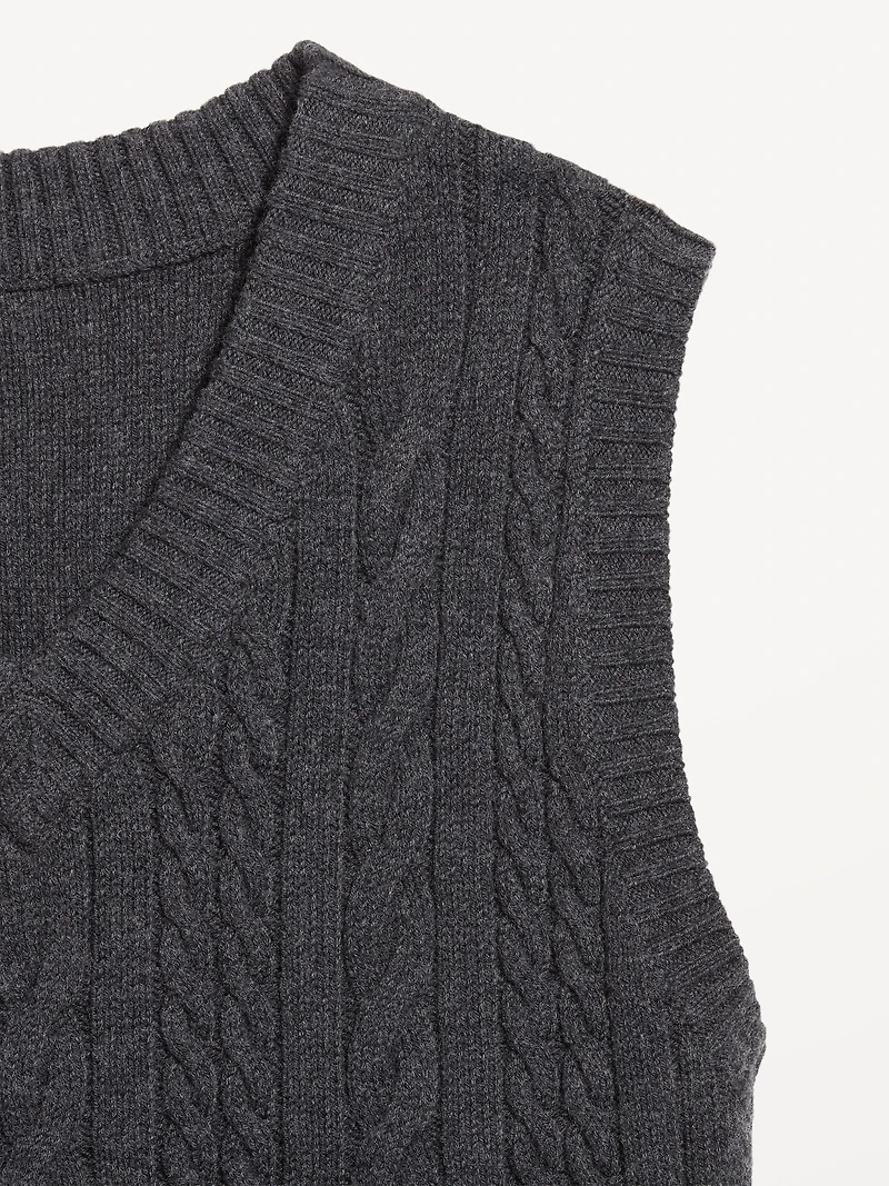 Wool-Blend Cable-Knit Vest