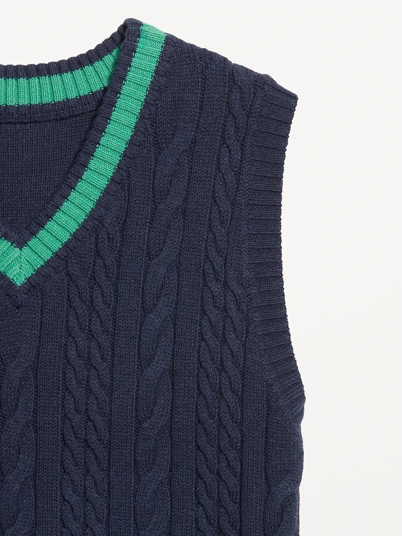 Wool-Blend Cable-Knit Vest