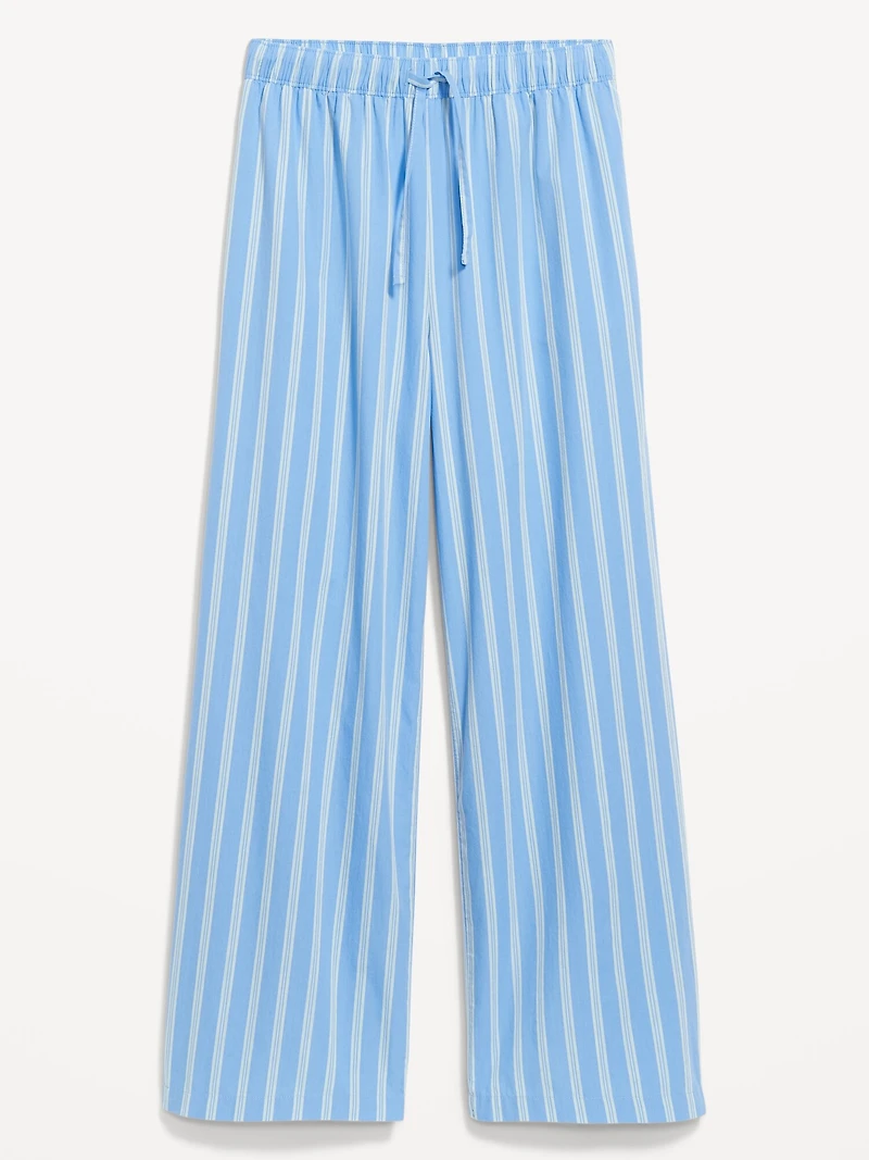 Poplin Wide-Leg Pajama Pants