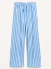 Poplin Wide-Leg Pajama Pants