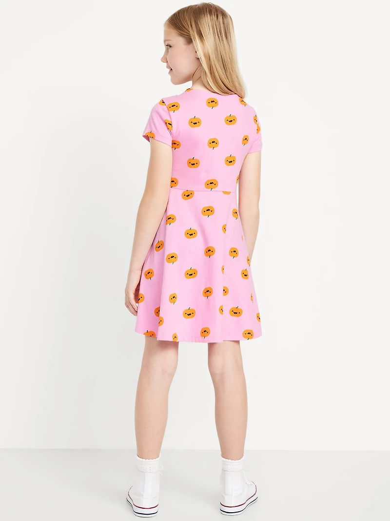 Short-Sleeve Fit and Flare Dress for Girls