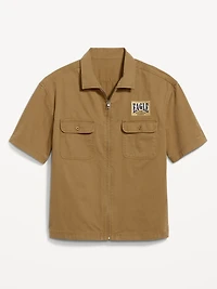 Short-Sleeve Moto Zip Shirt