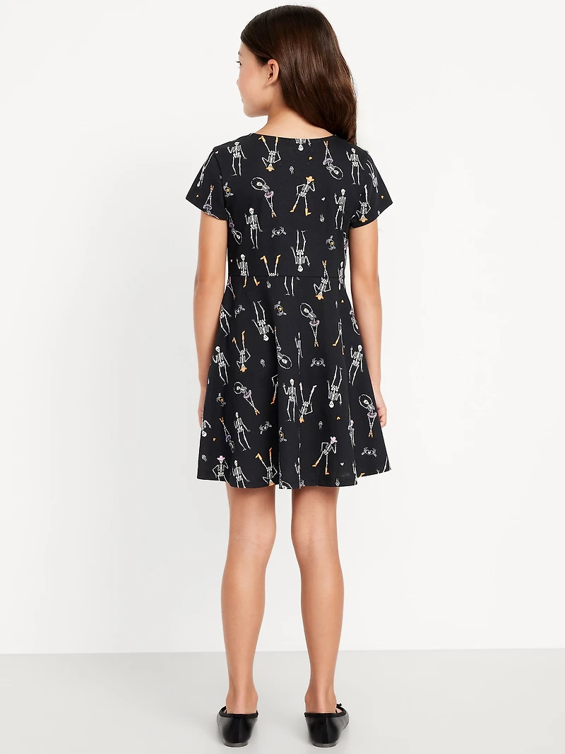 Short-Sleeve Fit and Flare Dress for Girls