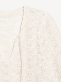 Wool-Blend Puff-Sleeve Tie-Neck Sweater