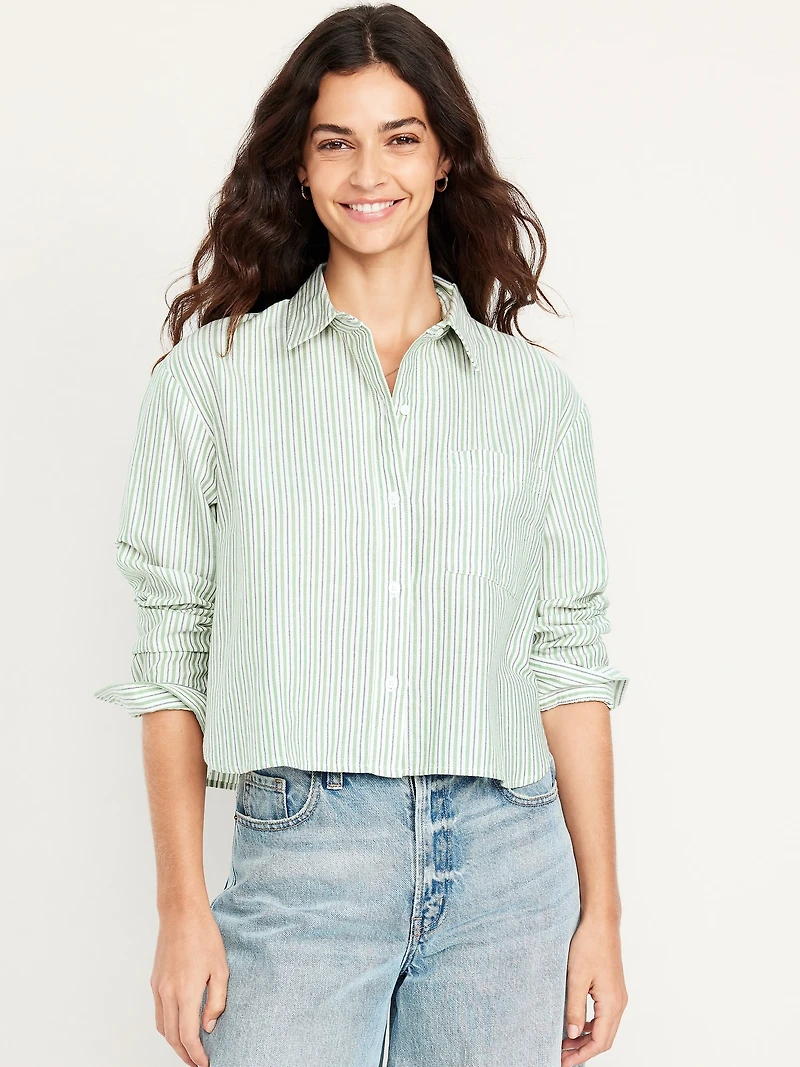 Cropped Button-Down Shirt