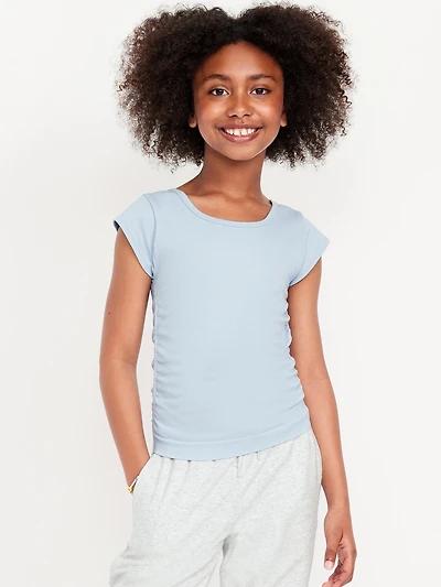 Fitted Ruched Seamless Performance Top for Girls