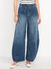 High-Waisted Pull-On Barrel Jeans