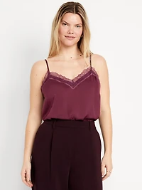 Lace-Trim Satin Cami Top