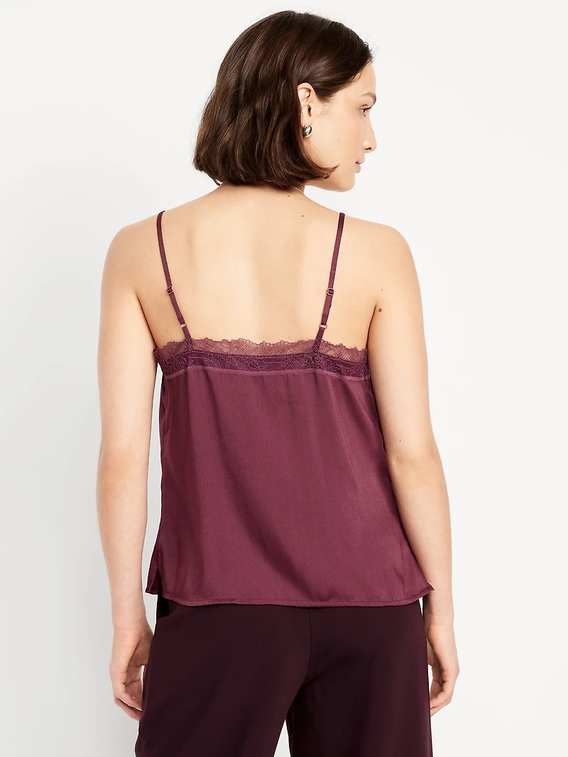 Lace-Trim Satin Cami Top