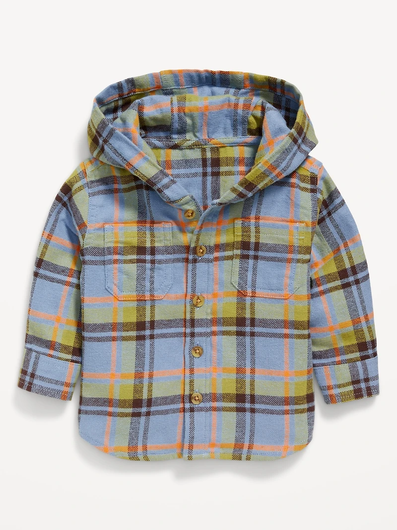 Plaid Hooded Shacket for Baby