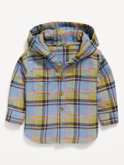 Plaid Hooded Shacket for Baby