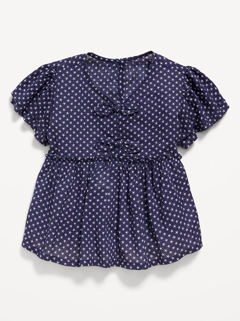 Short-Sleeve Ruffled Bow Top for Toddler Girls