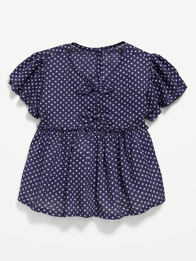 Short-Sleeve Ruffled Bow Top for Toddler Girls