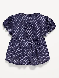 Short-Sleeve Ruffled Bow Top for Toddler Girls