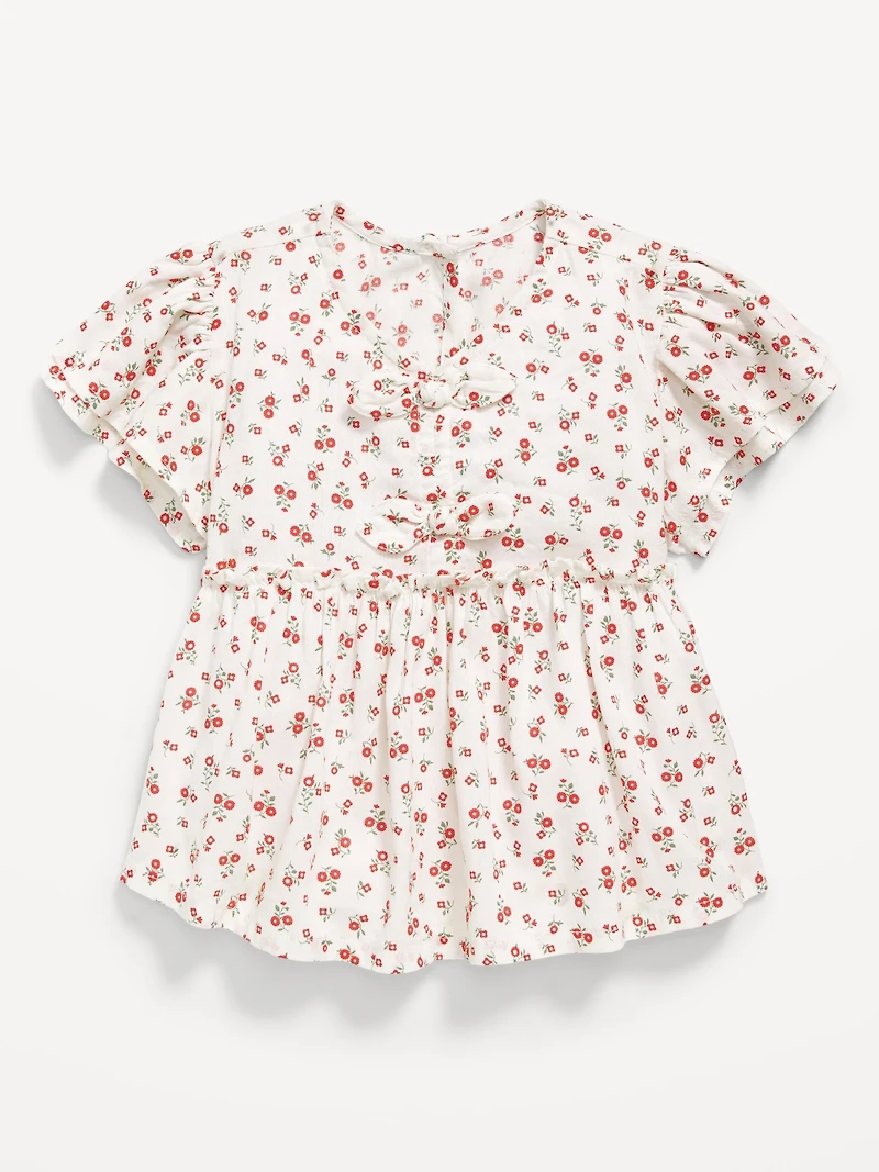 Short-Sleeve Ruffled Bow Top for Toddler Girls