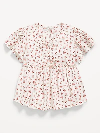 Short-Sleeve Ruffled Bow Top for Toddler Girls