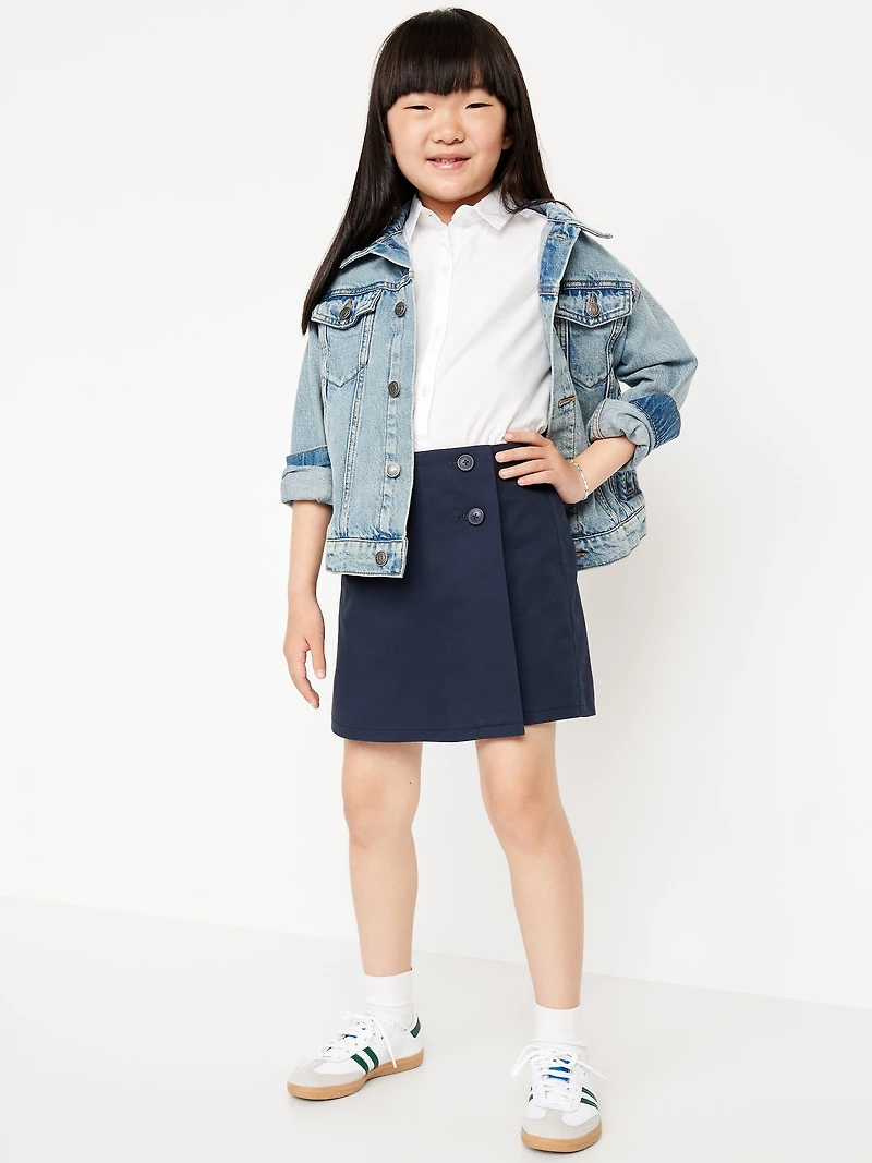 School Uniform Wrap-Front Skort for Girls