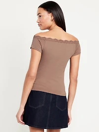 Off-Shoulder Lace-Trim Top