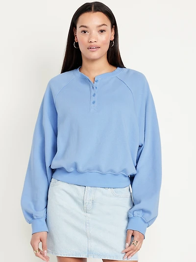 SoComfy Oversized Button-Front Sweatshirt