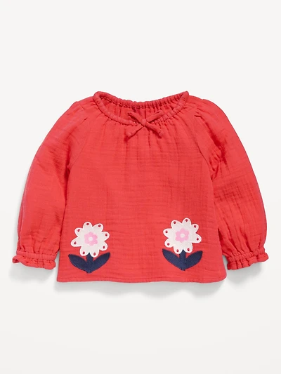 Long-Sleeve Double-Weave Top for Baby