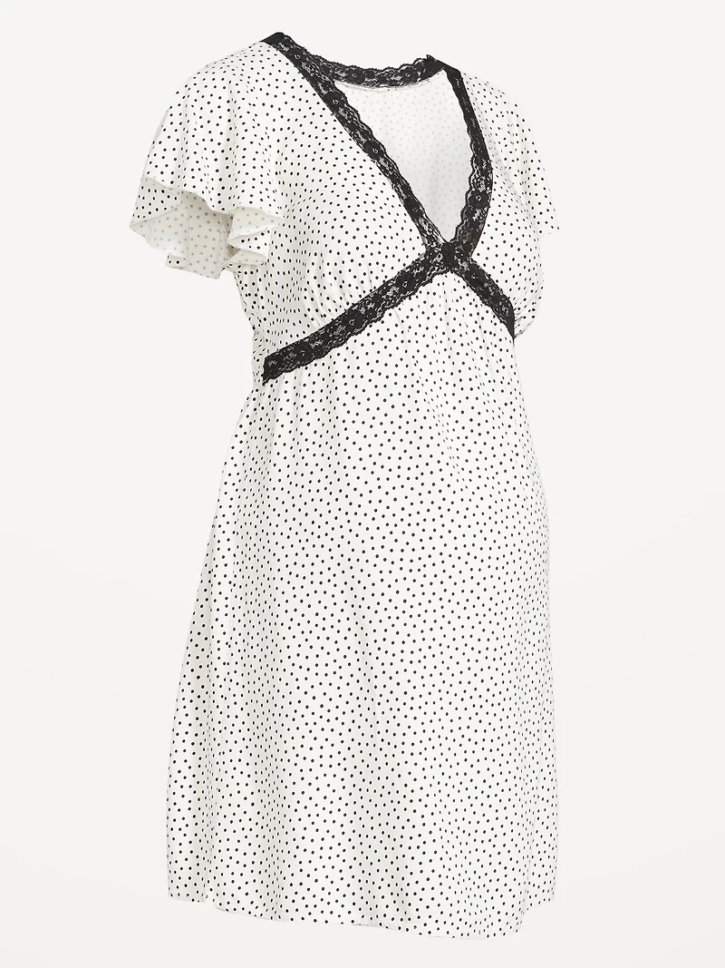 Robe courte en crêpe à garniture dentelle de maternité
