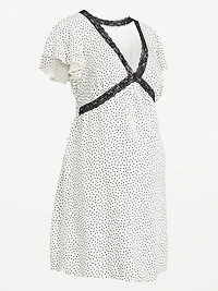 Robe courte en crêpe à garniture dentelle de maternité
