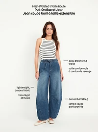 High-Waisted Pull-On Barrel Jeans