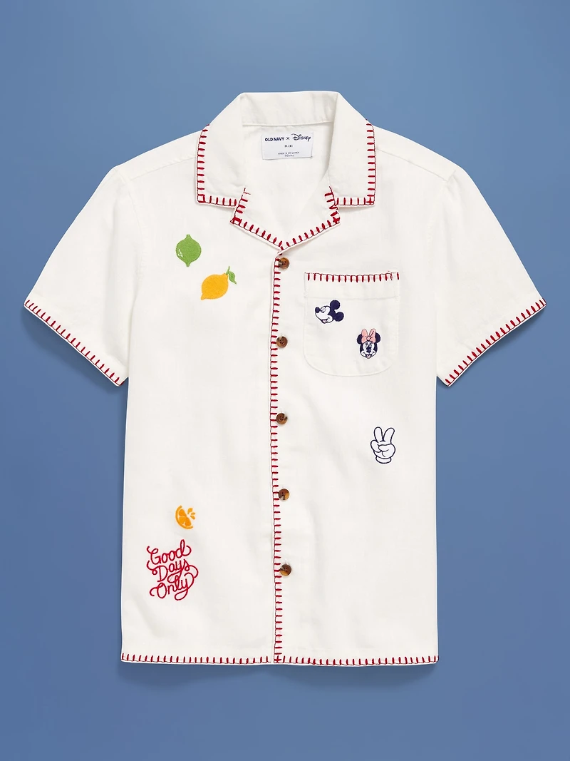 Old Navy x Disney© Linen-Blend Embroidered Pocket Shirt for Boys