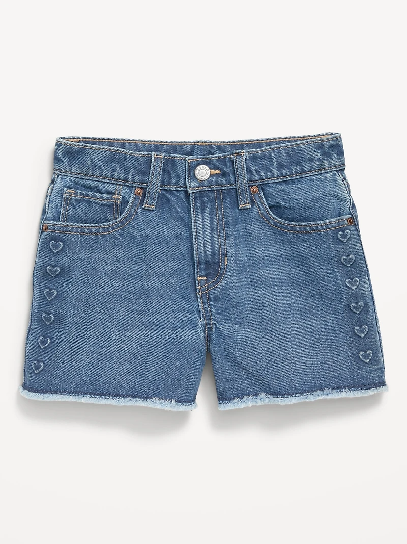 High-Waisted Frayed-Hem Jean Shorts for Girls