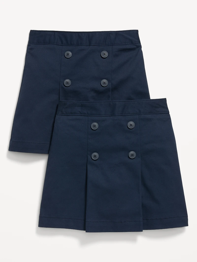 School Uniform Pleated Skort 2-Pack for Girls