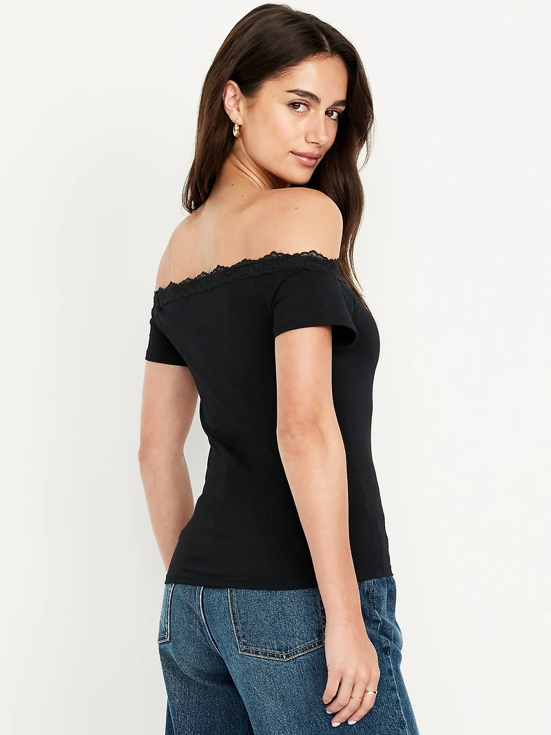 Off-Shoulder Lace-Trim Top