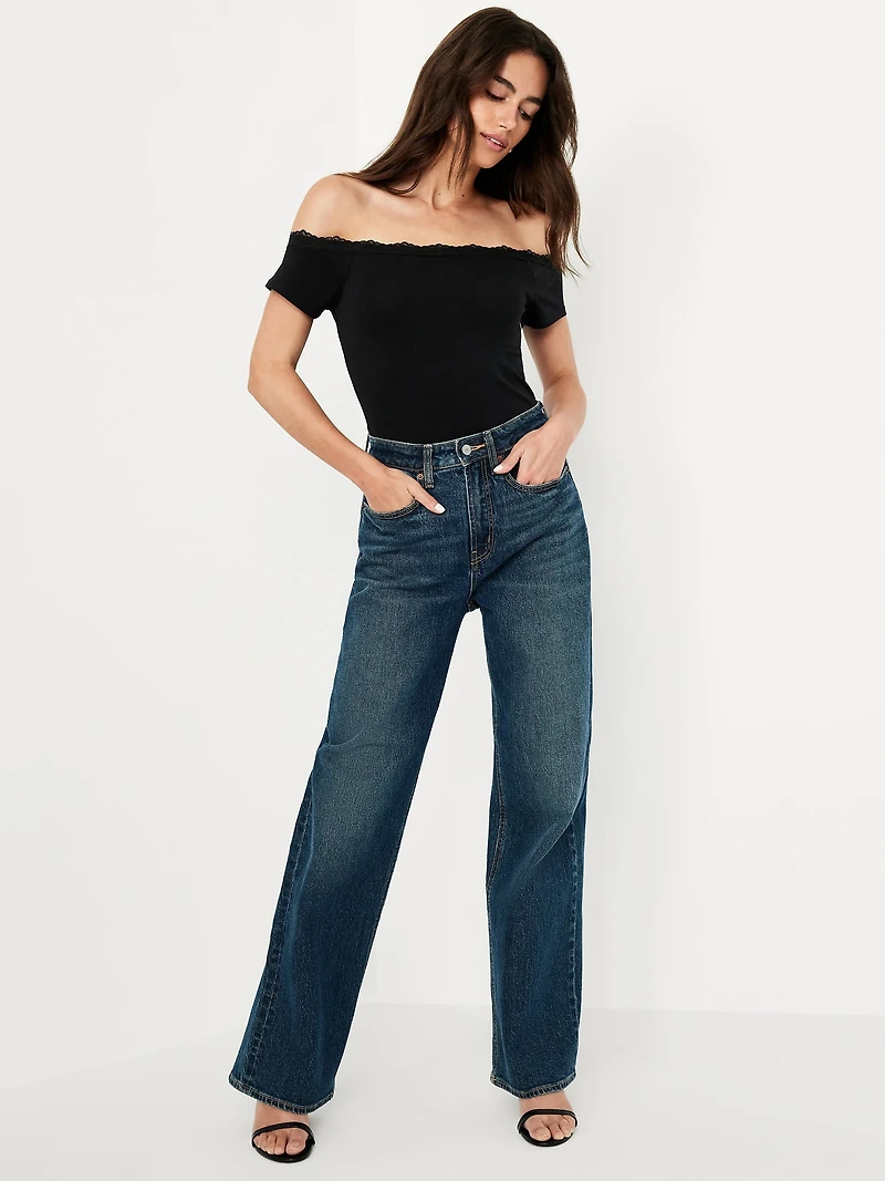 Off-Shoulder Lace-Trim Top