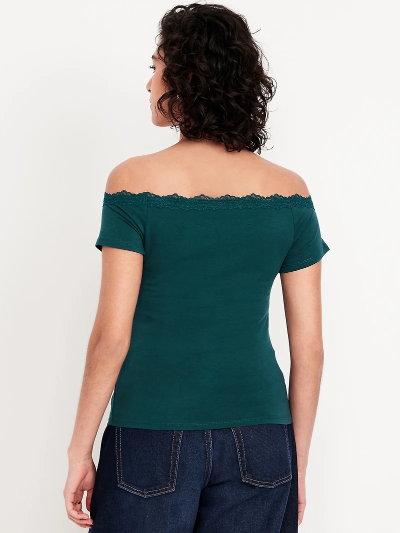 Off-Shoulder Lace-Trim Top