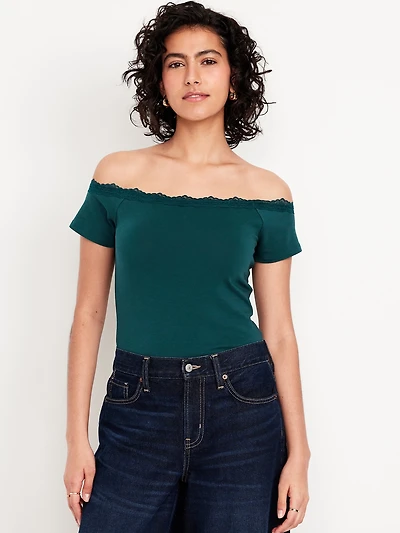 Off-Shoulder Lace-Trim Top
