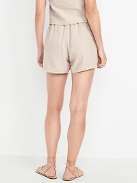 High-Waisted Linen-Blend Mini Skort