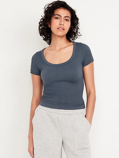 Exhale Seamless Cropped Rib T-Shirt