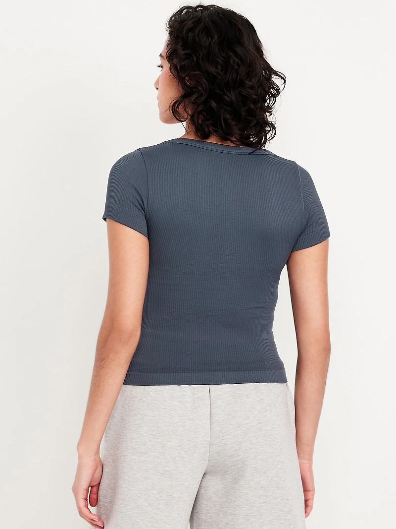 Exhale Seamless Cropped Rib T-Shirt