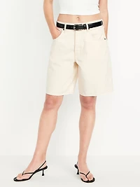 Mid-Rise Baggy Jean Bermuda Shorts -- 9-inch inseam