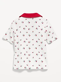 Short-Sleeve Fitted Collared Top for Girls