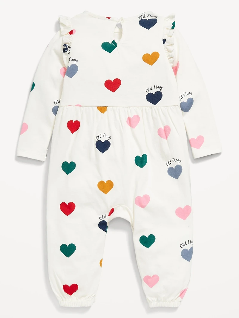 Printed Long-Sleeve Logo-Graphic Jumpsuit for Baby