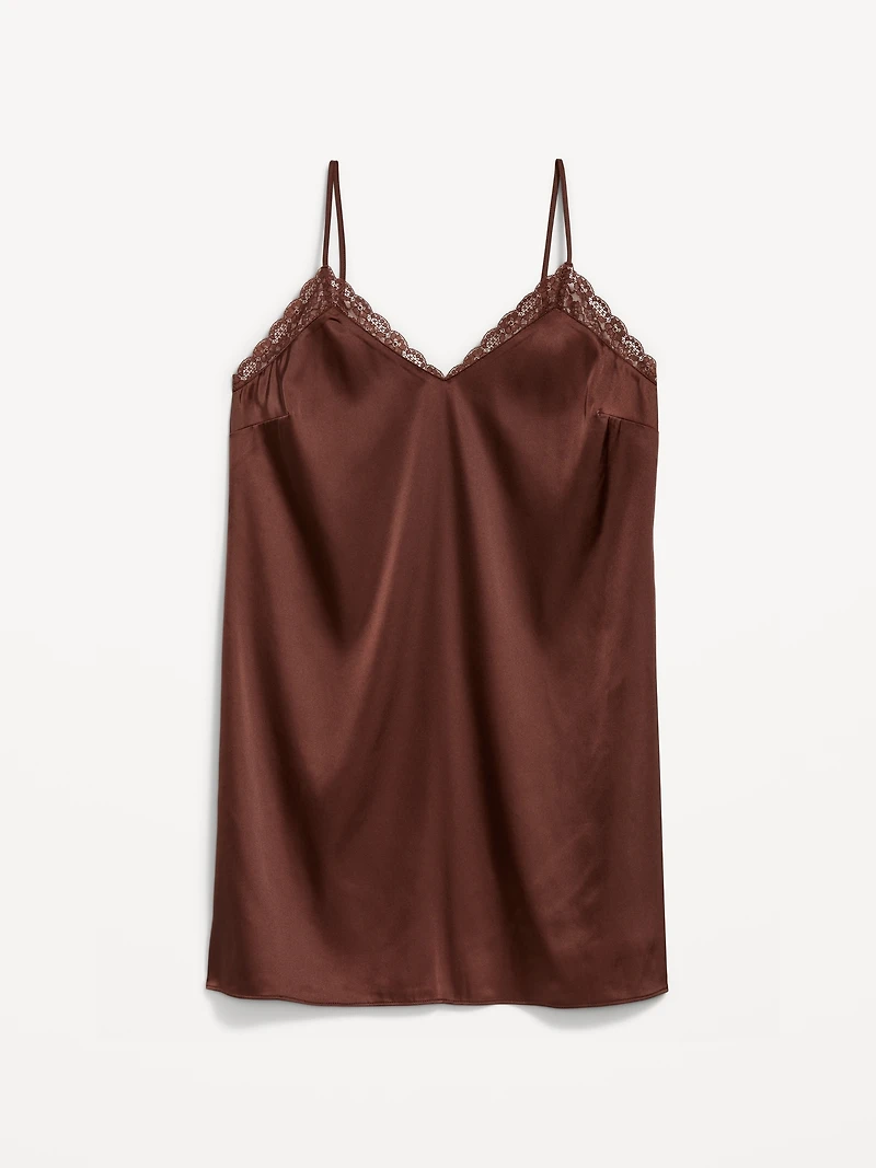 Lace-Trim Satin Nightgown