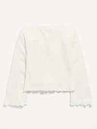 Long-Sleeve Tie-Bow Front Top for Girls