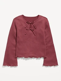 Long-Sleeve Tie-Bow Front Top for Girls