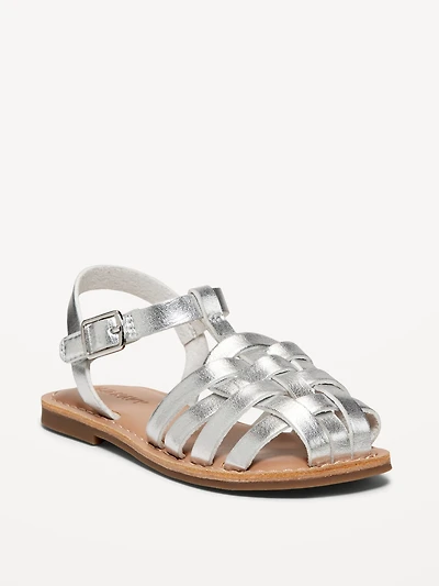 Faux-Leather Fisherman Sandals for Toddler Girls