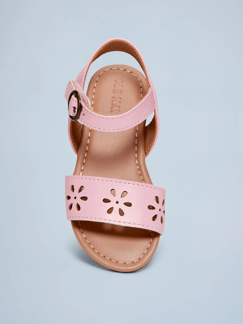 Faux-Leather Perforated Sandals for Toddler Girls