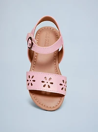 Faux-Leather Perforated Sandals for Toddler Girls